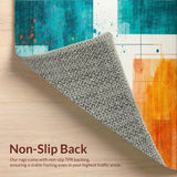 Ultra Soft Area Rug, Non Slip, Stain Resistant, Washable Area Rugs for Living Room, Bedroom, Eclectic Aqua and Coral Pattern(Orange)