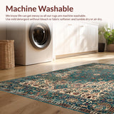 Ultra Soft Area Rug, Non Slip, Stain Resistant, Washable Area Rugs for Living Room, Bedroom, Eclectic Floral Patchwork Aesthetic(Blue)