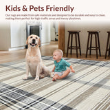 Ultra Soft Area Rug, Non Slip, Stain Resistant, Washable Area Rugs for Living Room, Bedroom, Chic Neutral Plaid Elegance(Beige)