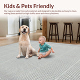 Ultra Soft Area Rug, Non Slip, Stain Resistant, Washable Area Rugs for Living Room, Bedroom, Modern Abstract Textured Waves(Gray)