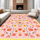 Ultra Soft Area Rug, Non Slip, Stain Resistant, Washable Area Rugs for Living Room, Bedroom, Delightful Soft Pastel Typography(Pink)