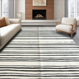 Ultra Soft Area Rug, Non Slip, Stain Resistant, Washable Area Rugs for Living Room, Bedroom, Elegant Black and Cream Geometry(Beige)
