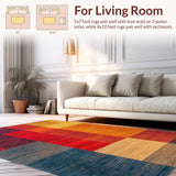 Ultra Soft Area Rug, Non Slip, Stain Resistant, Washable Area Rugs for Living Room, Bedroom, Washable Contemporary Bedroom Rug for Minimal Living(Red)