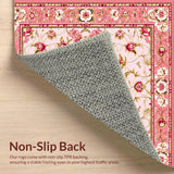 Ultra Soft Area Rug, Non Slip, Stain Resistant, Washable Area Rugs for Living Room, Bedroom, Cozy Blue Rose Vintage Theme(Pink)