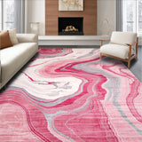 Ultra Soft Area Rug, Non Slip, Stain Resistant, Washable Area Rugs for Living Room, Bedroom, Trendy Abstract Marble Aesthetic(Pink)