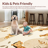 Ultra Soft Area Rug, Non Slip, Stain Resistant, Washable Area Rugs for Living Room, Bedroom, Vibrant Animal Print Motif(Beige)