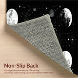Mystic Moonbeam Black & White Lunar Phase Bath Mat Boho(White)