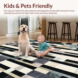 Ultra Soft Area Rug, Non Slip, Stain Resistant, Washable Area Rugs for Living Room, Bedroom, Retro-Inspired Black and White Striped Area Carpet Design(Black)