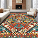 Ultra Soft Area Rug, Non Slip, Stain Resistant, Washable Area Rugs for Living Room, Bedroom, Artisan Tribal Print with Rich Hues(Orange)