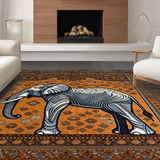 Ultra Soft Area Rug, Non Slip, Stain Resistant, Washable Area Rugs for Living Room, Bedroom, Contemporary Abstract Elephant Design(Brown)