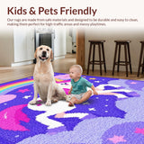 Ultra Soft Area Rug, Non Slip, Stain Resistant, Washable Area Rugs for Living Room, Bedroom, Colorful Fantasy Creature Playground(Purple)
