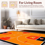 Ultra Soft Area Rug, Non Slip, Stain Resistant, Washable Area Rugs for Living Room, Bedroom, Youthful Circular Playtime Design(Orange)