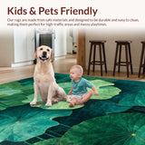 Ultra Soft Area Rug, Non Slip, Stain Resistant, Washable Area Rugs for Living Room, Bedroom, Charming Earthy Tones Floral Arrangement(Green)