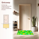Ultra Soft Area Rug, Non Slip, Stain Resistant, Washable Area Rugs for Living Room, Bedroom, Vibrant Alphabet Animal Theme(Green)