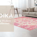 Ultra Soft Area Rug, Non Slip, Stain Resistant, Washable Area Rugs for Living Room, Bedroom, Luxurious Bold Floral Embellishments(Pink)