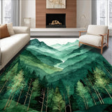 Artistic Mountain Motif Mat(Green)
