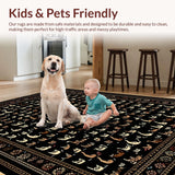 Ultra Soft Area Rug, Non Slip, Stain Resistant, Washable Area Rugs for Living Room, Bedroom, Elegant Minimalist Cat Motif(Brown)