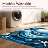 Ultra Soft Area Rug, Non Slip, Stain Resistant, Washable Area Rugs for Living Room, Bedroom, Serene Aquatic Inspired Decor(Blue)
