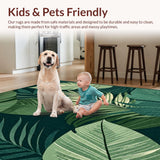 Ultra Soft Area Rug, Non Slip, Stain Resistant, Washable Area Rugs for Living Room, Bedroom, Elegant Green Botanical Aesthetic(Green)