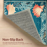 Ultra Soft Area Rug, Non Slip, Stain Resistant, Washable Area Rugs for Living Room, Bedroom, Charming Nautical Coral Aesthetic(Blue)