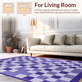 Ultra Soft Area Rug, Non Slip, Stain Resistant, Washable Area Rugs for Living Room, Bedroom, Contemporary Purple Geometric Fantasy(Purple)