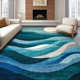Ultra Soft Area Rug, Non Slip, Stain Resistant, Washable Area Rugs for Living Room, Bedroom, Sophisticated Abstract Teal Geometry(Blue)