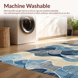 Ultra Soft Area Rug, Non Slip, Stain Resistant, Washable Area Rugs for Living Room, Bedroom, Rustic Textured Natural Tones(Blue)