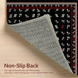 Ultra Soft Area Rug, Non Slip, Stain Resistant, Washable Area Rugs for Living Room, Bedroom, Unique Vintage Melodic Pattern Style(Black)