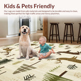 Ultra Soft Area Rug, Non Slip, Stain Resistant, Washable Area Rugs for Living Room, Bedroom, Rustic Beige Woodland Adventure Area Rug with Playful Forest Animal Motifs(Beige)