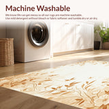 Ultra Soft Area Rug, Non Slip, Stain Resistant, Washable Area Rugs for Living Room, Bedroom, Boho Chic Entryway with Subtle Floral Swirls and Vintage Beige Palette(Beige)