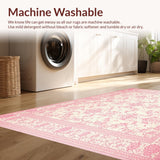 Ultra Soft Area Rug, Non Slip, Stain Resistant, Washable Area Rugs for Living Room, Bedroom, Dusty Rose Rug with Victorian Scrollwork(Pink)