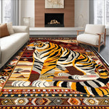 Ultra Soft Area Rug, Non Slip, Stain Resistant, Washable Area Rugs for Living Room, Bedroom, Boho Yellow Tiger Print Living Room Rug(Yellow)