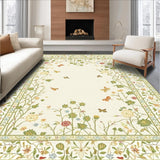 Ultra Soft Area Rug, Non Slip, Stain Resistant, Washable Area Rugs for Living Room, Bedroom, Elegant Earthy Insect Patterned Design(Ivory)