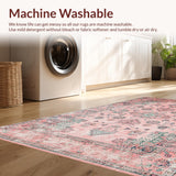 Ultra Soft Area Rug, Non Slip, Stain Resistant, Washable Area Rugs for Living Room, Bedroom, Vibrant Abstract Circle Motif(Pink)