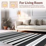 Ultra Soft Area Rug, Non Slip, Stain Resistant, Washable Area Rugs for Living Room, Bedroom, Contemporary Black White Trellis Motif(Black)