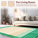 Beige Green Geometric Intersect Durable Feel Easy Clean(Beige)