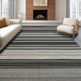 Ultra Soft Area Rug, Non Slip, Stain Resistant, Washable Area Rugs for Living Room, Bedroom, KaHouen Monochrome Striped Carpet(Black)