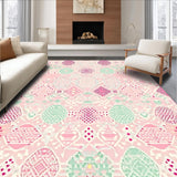 Ultra Soft Area Rug, Non Slip, Stain Resistant, Washable Area Rugs for Living Room, Bedroom, Vibrant Holiday Egg Arrangement(Pink)