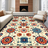 Ultra Soft Area Rug, Non Slip, Stain Resistant, Washable Area Rugs for Living Room, Bedroom, Neutral Cream Floral Nursery Stain-Resistant Carpet(Beige)