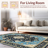 Ultra Soft Area Rug, Non Slip, Stain Resistant, Washable Area Rugs for Living Room, Bedroom, Striking Modern Lattice Patterns(Blue)