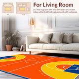 Ultra Soft Area Rug, Non Slip, Stain Resistant, Washable Area Rugs for Living Room, Bedroom, Energetic Sports-Themed Design(Orange)