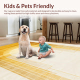 Ultra Soft Area Rug, Non Slip, Stain Resistant, Washable Area Rugs for Living Room, Bedroom, Dynamic Modern Sunray Illustration(Gold)