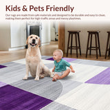 Ultra Soft Area Rug, Non Slip, Stain Resistant, Washable Area Rugs for Living Room, Bedroom, Playful Colorful Symmetrical Motif(Purple)