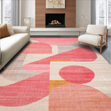 Ultra Soft Area Rug, Non Slip, Stain Resistant, Washable Area Rugs for Living Room, Bedroom, Ribbon-Shaped Rug with Chic Uno Reverse Symbol in Soft Pink Hues(Pink)
