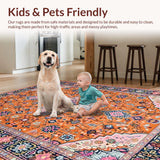 Ultra Soft Area Rug, Non Slip, Stain Resistant, Washable Area Rugs for Living Room, Bedroom, Unique Contemporary Linear Arrangement(Orange)