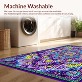 Ultra Soft Area Rug, Non Slip, Stain Resistant, Washable Area Rugs for Living Room, Bedroom, Whimsical Mandala Color Fusion(Purple)