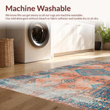 Ultra Soft Area Rug, Non Slip, Stain Resistant, Washable Area Rugs for Living Room, Bedroom, Sophisticated Lattice Style in Soft Tones(Orange)