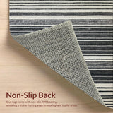 Ultra Soft Area Rug, Non Slip, Stain Resistant, Washable Area Rugs for Living Room, Bedroom, Scandinavian Minimalist Rug With Graphic Linear Design(Black)