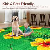 Ultra Soft Area Rug, Non Slip, Stain Resistant, Washable Area Rugs for Living Room, Bedroom, Whimsical Retro Patterned Delight(Green)