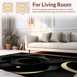 Ultra Soft Area Rug, Non Slip, Stain Resistant, Washable Area Rugs for Living Room, Bedroom, Dynamic Black Gold Abstract Geometry(Gold)